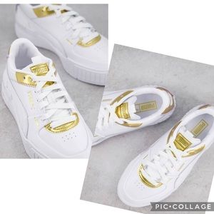 PUMA CALI SPORT GOLD AND WHITE SNEAKERS